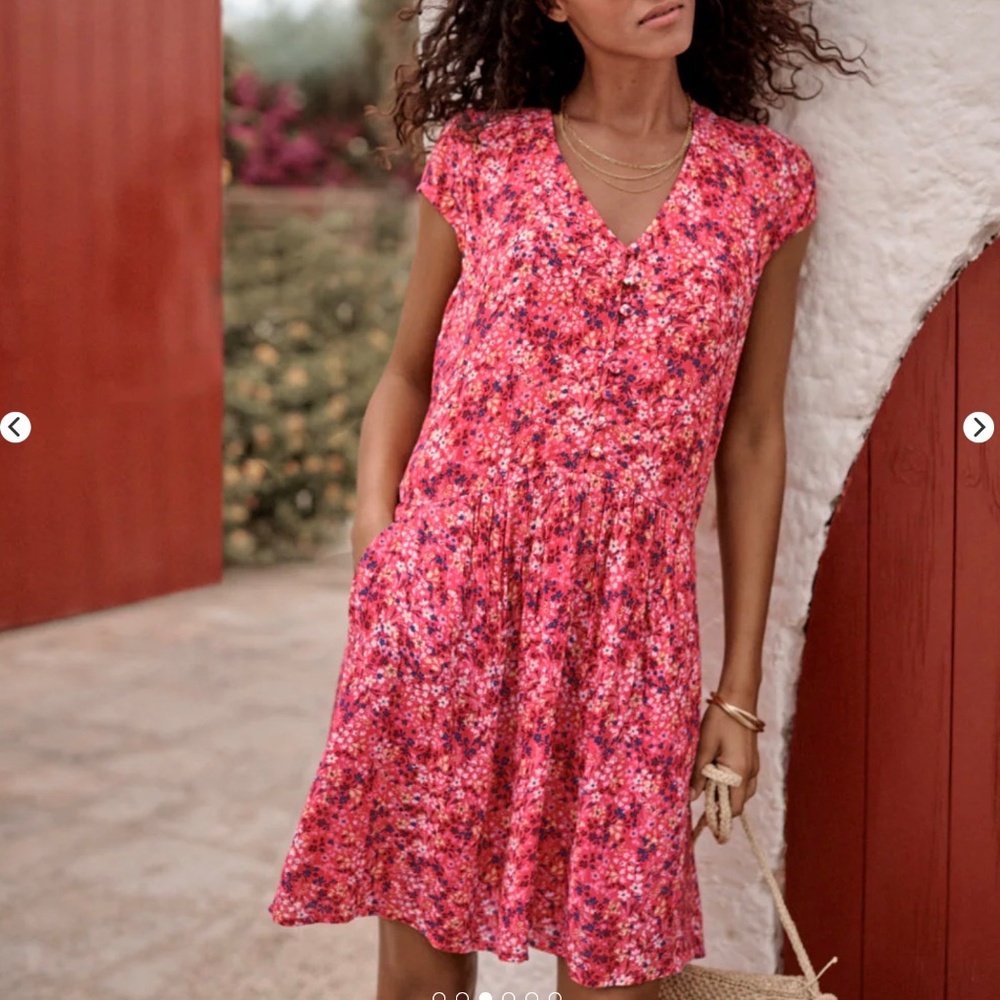 Garnet Hill Marina Crêpe Dress Hibiscus Mini Floral NWT small